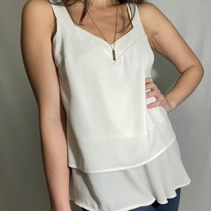 Womens @bananarepublic cream chiffon tank top XXSP